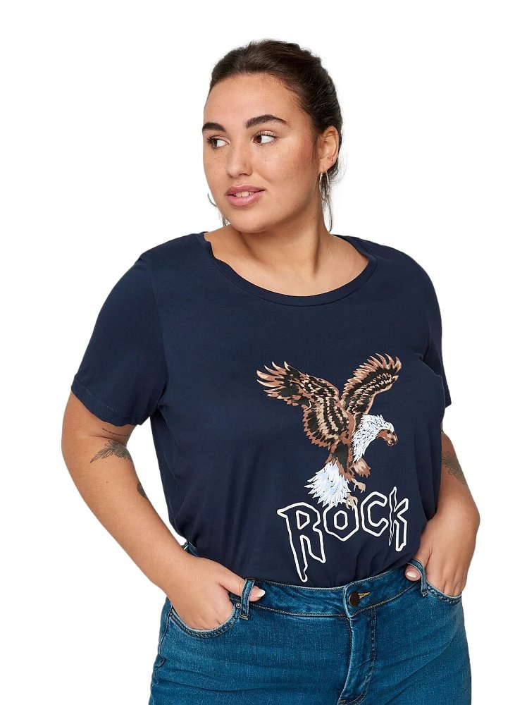 ZIZZI ŚWIETNY GRANATOWY T-SHIRT NADRUK 338A ZIZZI ŚWIETNY GRANATOWY T-SHIRT NADRUK 338A