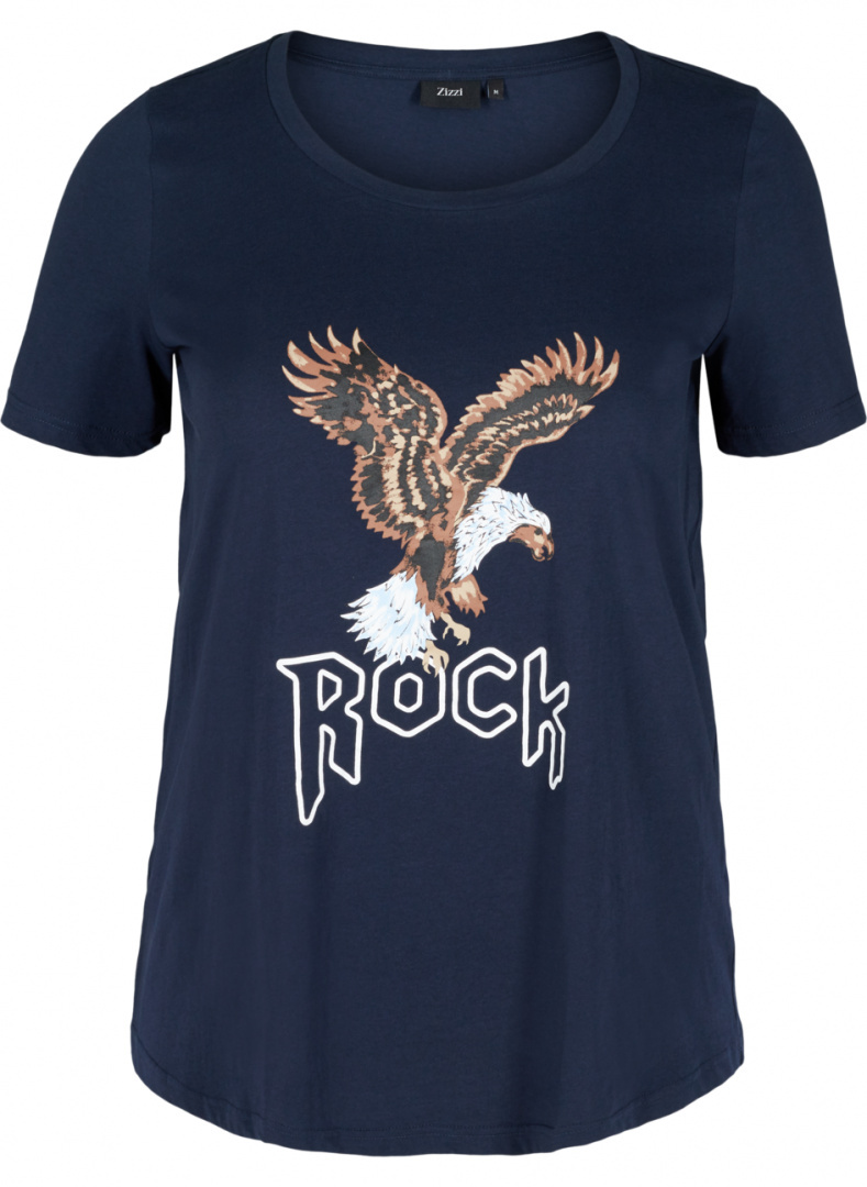 ZIZZI ŚWIETNY GRANATOWY T-SHIRT NADRUK 338A ZIZZI ŚWIETNY GRANATOWY T-SHIRT NADRUK 338A