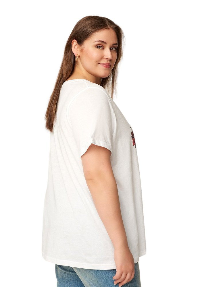 ZIZZI WYGODNY BIAŁY T-SHIRT NADRUK 001D ZIZZI WYGODNY BIAŁY T-SHIRT NADRUK 001D