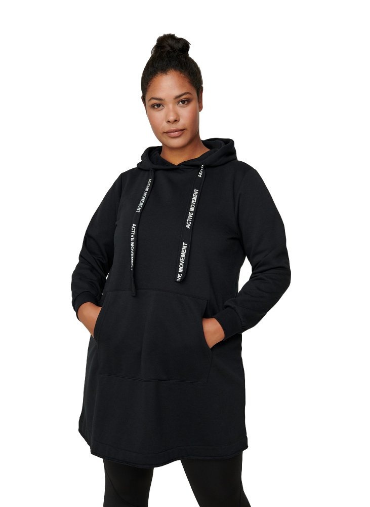 ZIZZI DŁUGA CZARNA WYGODNA BLUZA KAPTUR 536A ZIZZI DŁUGA CZARNA WYGODNA BLUZA KAPTUR 536A