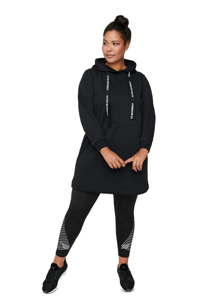 ZIZZI DŁUGA CZARNA WYGODNA BLUZA KAPTUR 536A ZIZZI DŁUGA CZARNA WYGODNA BLUZA KAPTUR 536A