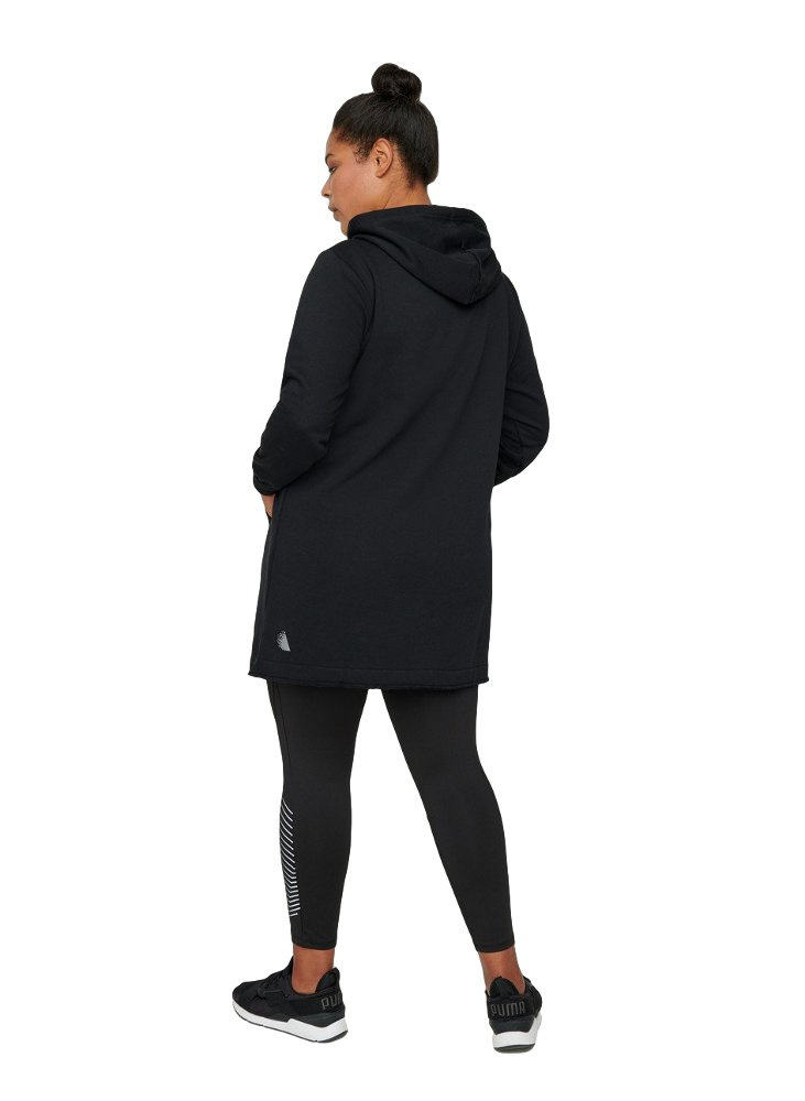 ZIZZI DŁUGA CZARNA WYGODNA BLUZA KAPTUR 536A ZIZZI DŁUGA CZARNA WYGODNA BLUZA KAPTUR 536A