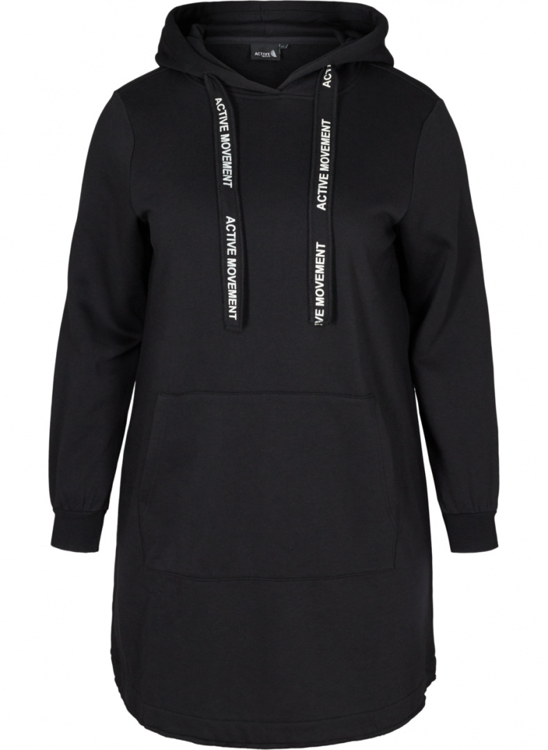 ZIZZI DŁUGA CZARNA WYGODNA BLUZA KAPTUR 536A ZIZZI DŁUGA CZARNA WYGODNA BLUZA KAPTUR 536A