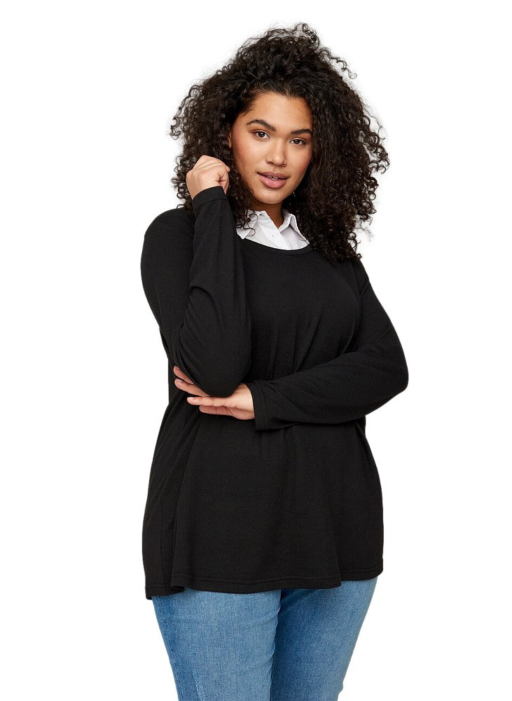 ZIZZI SWETER Z DOŁĄCZONYM KOŁNIERZYKIEM 504M ZIZZI SWETER Z DOŁĄCZONYM KOŁNIERZYKIEM 504M