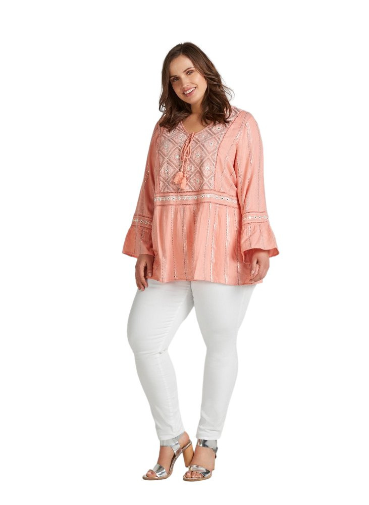 ZIZZI POMARAŃCZOWA BLUZKA BOHO HAFT 060AW ZIZZI POMARAŃCZOWA BLUZKA BOHO HAFT 060AW
