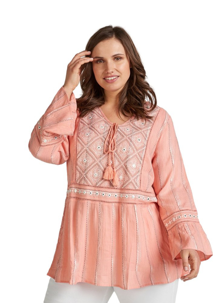 ZIZZI POMARAŃCZOWA BLUZKA BOHO HAFT 060AW ZIZZI POMARAŃCZOWA BLUZKA BOHO HAFT 060AW