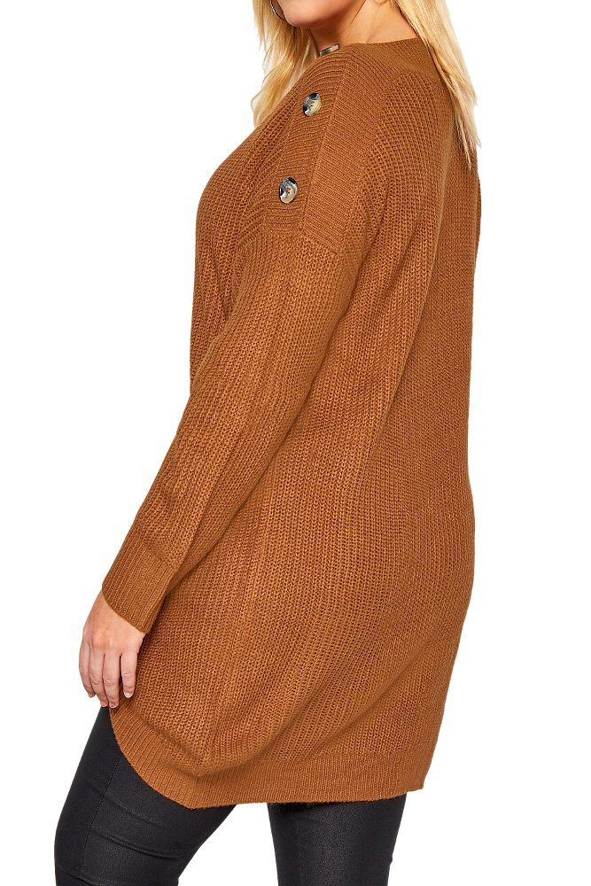 YOURS CIEPŁY SWETER Z GUZIKAMI BRĄZ YS08 YOURS CIEPŁY SWETER Z GUZIKAMI BRĄZ YS08
