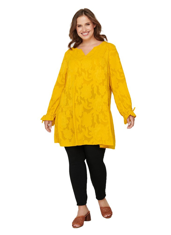ZIZZI ŻÓŁTA ELEGANCKA TUNIKA WZORY 802A ZIZZI ŻÓŁTA ELEGANCKA TUNIKA WZORY 802A