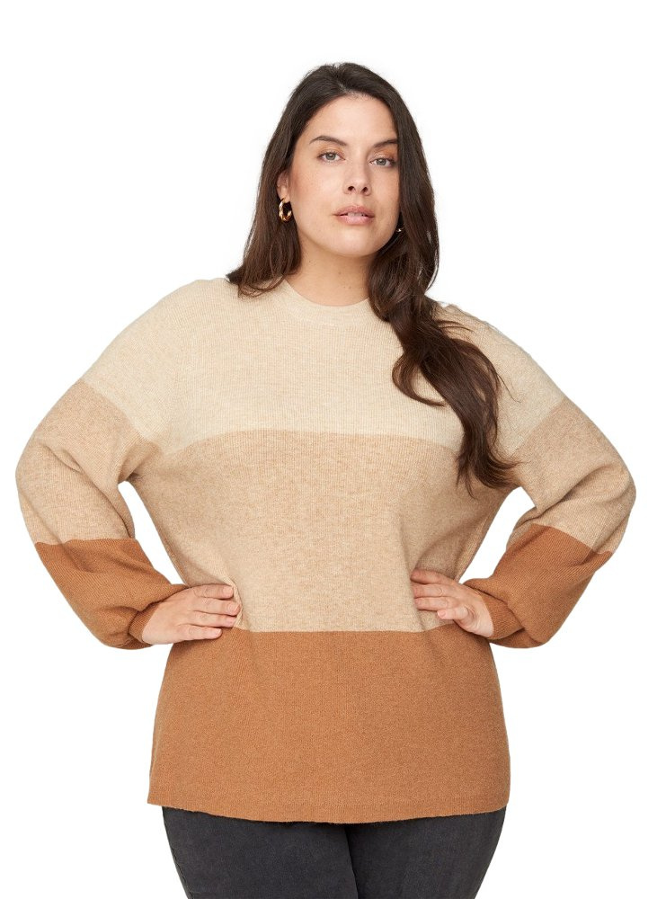 ZIZZI JESIENNY DZIANINOWY SWETER W PASKI 873L ZIZZI JESIENNY DZIANINOWY SWETER W PASKI 873L
