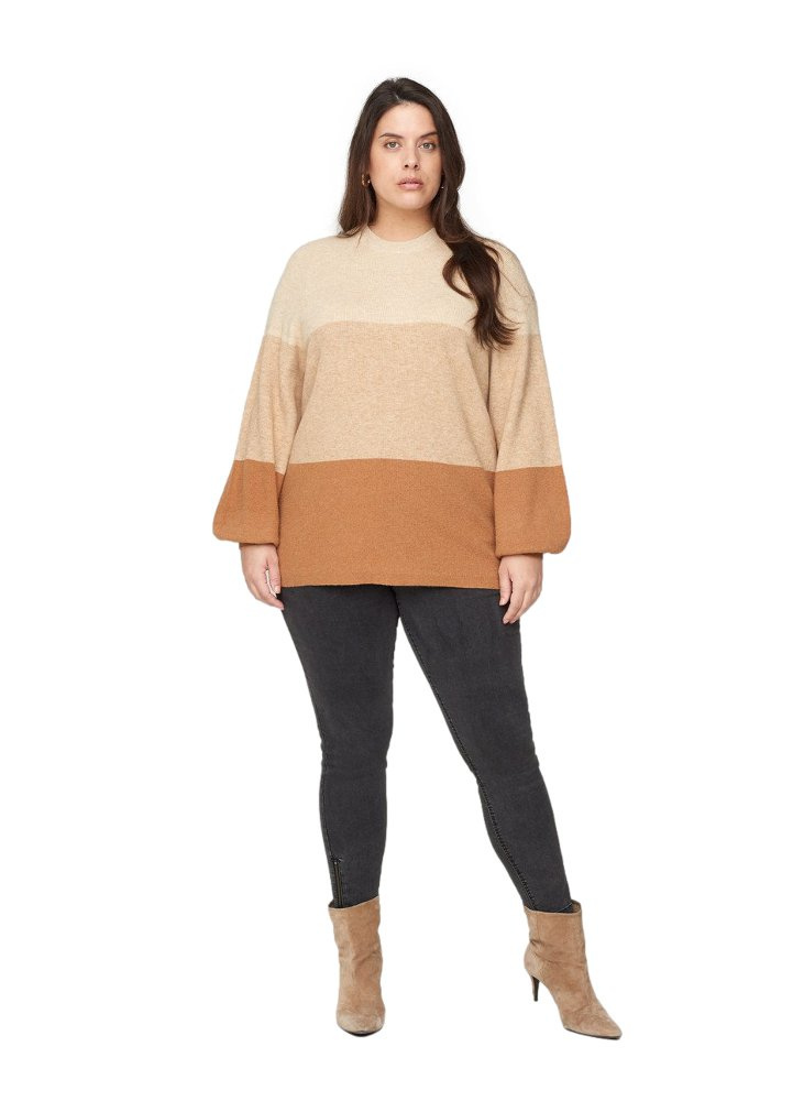 ZIZZI JESIENNY DZIANINOWY SWETER W PASKI 873L ZIZZI JESIENNY DZIANINOWY SWETER W PASKI 873L