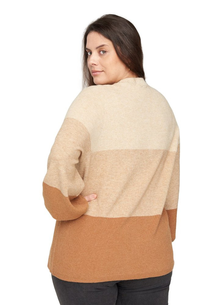 ZIZZI JESIENNY DZIANINOWY SWETER W PASKI 873L ZIZZI JESIENNY DZIANINOWY SWETER W PASKI 873L