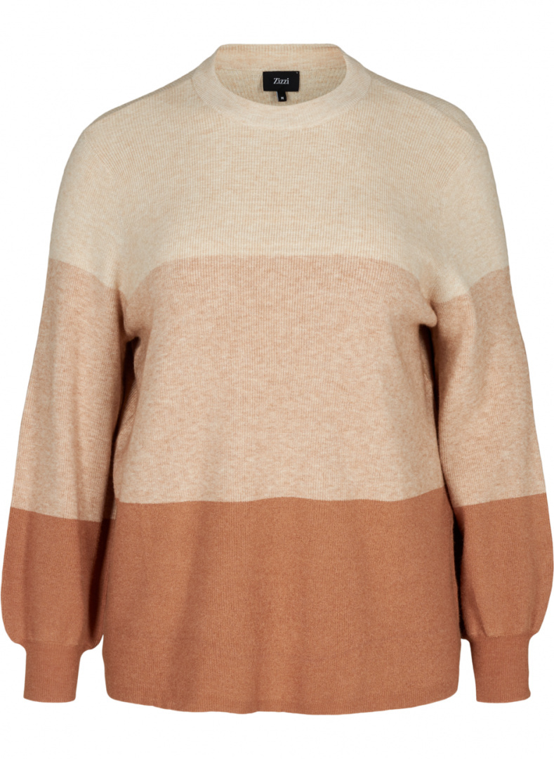 ZIZZI JESIENNY DZIANINOWY SWETER W PASKI 873L ZIZZI JESIENNY DZIANINOWY SWETER W PASKI 873L