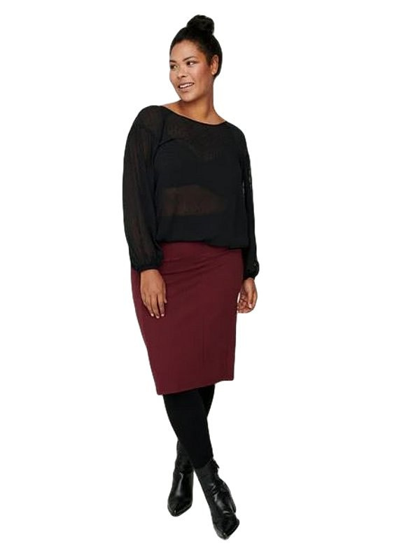 ZIZZI DZIANINOWA SPÓDNICA MIDI BORDO 396A ZIZZI DZIANINOWA SPÓDNICA MIDI BORDO 396A