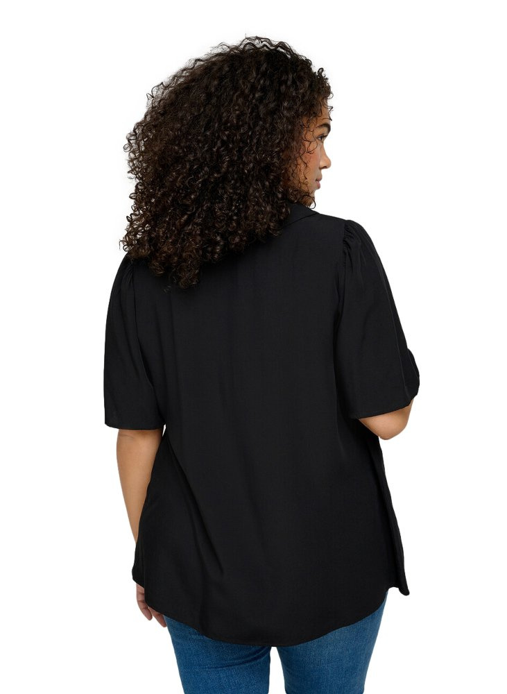 ZIZZI ELEGANCKA CZARNA BLUZKA KOŁNIERZYK 383A ZIZZI ELEGANCKA CZARNA BLUZKA KOŁNIERZYK 383A