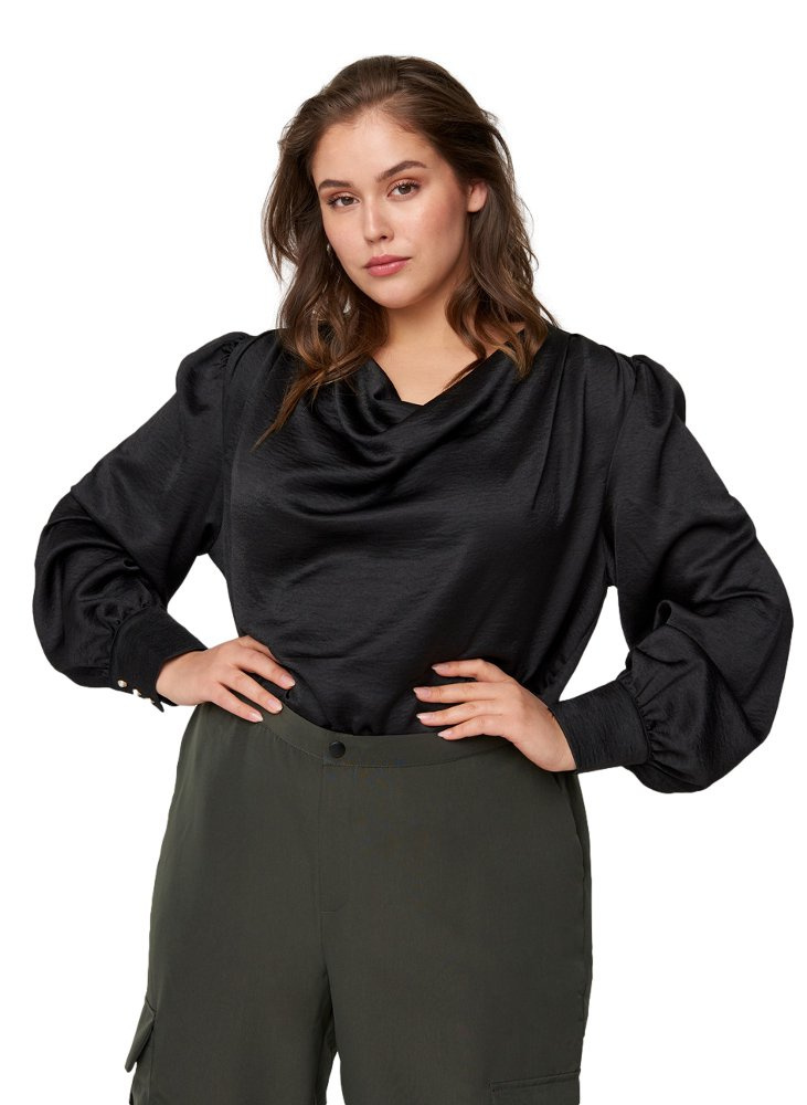 ZIZZI SATYNOWA ELEGANCKA BLUZKA CZARNA 955A ZIZZI SATYNOWA ELEGANCKA BLUZKA CZARNA 955A