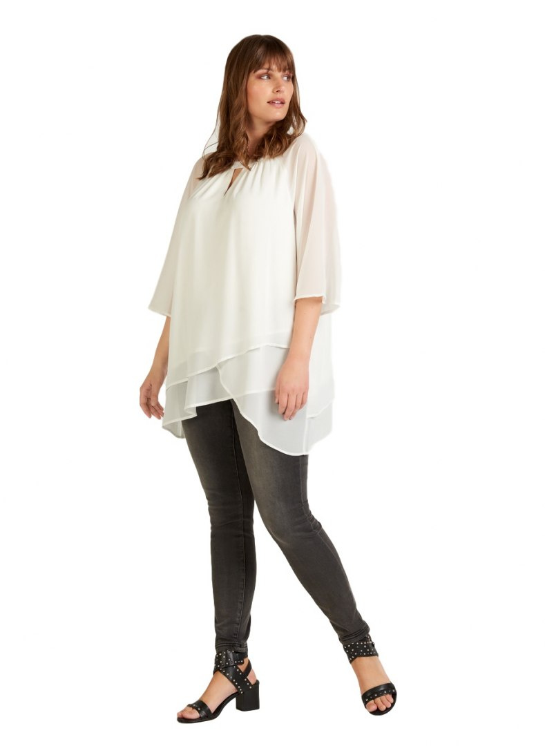 ZIZZI WARSTWOWA ELEGANCKA TUNIKA BIEL 534A ZIZZI WARSTWOWA ELEGANCKA TUNIKA BIEL 534A