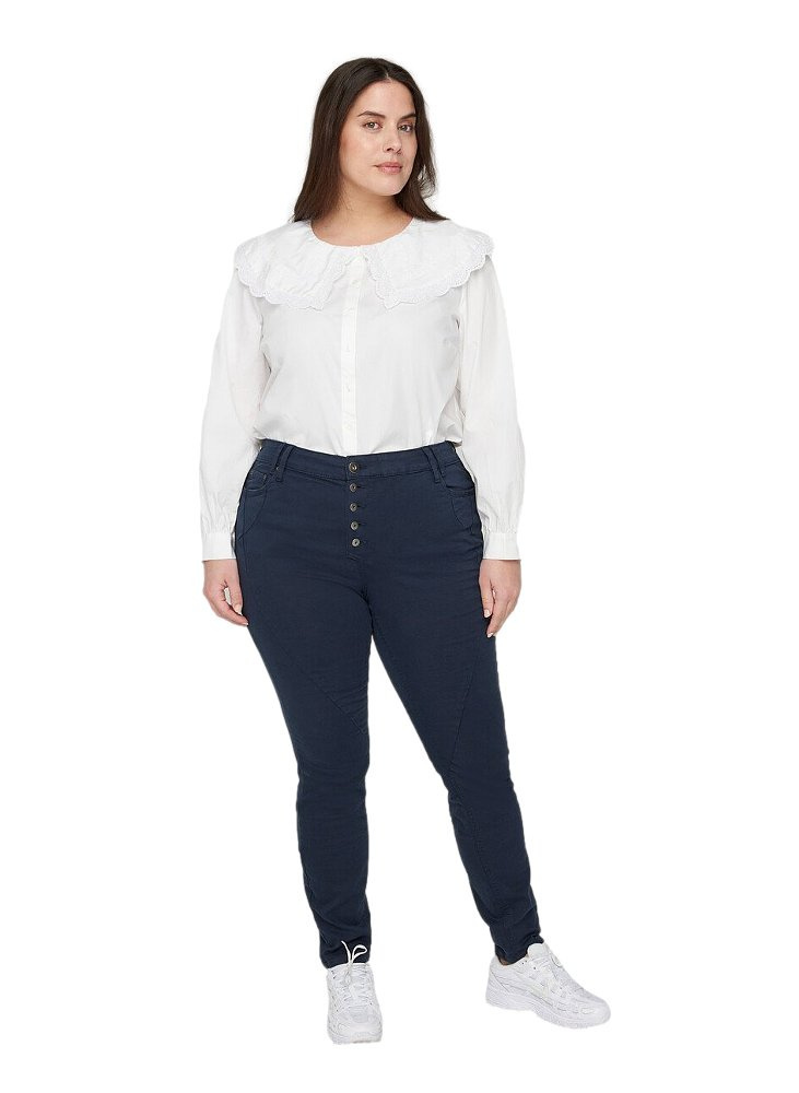 ZIZZI GRANATOWE SPODNIE MATERIAŁOWE 615A ZIZZI GRANATOWE SPODNIE MATERIAŁOWE 615A