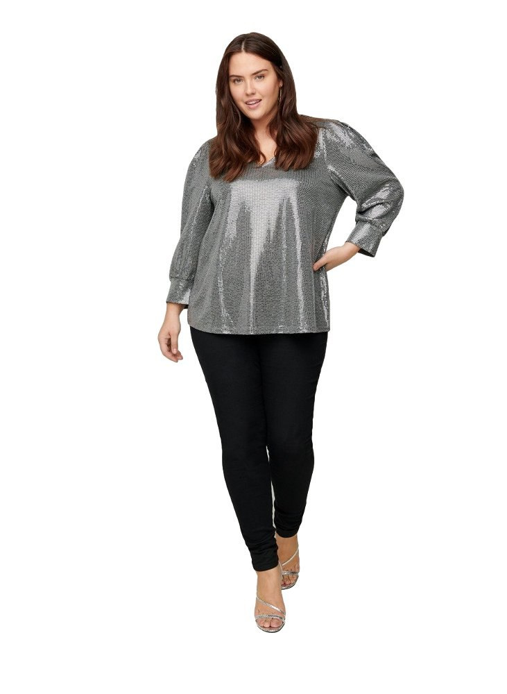 ZIZZI ELEGANCKA I KOBIECA BLUZKA CEKINY 036B ZIZZI ELEGANCKA I KOBIECA BLUZKA CEKINY 036B