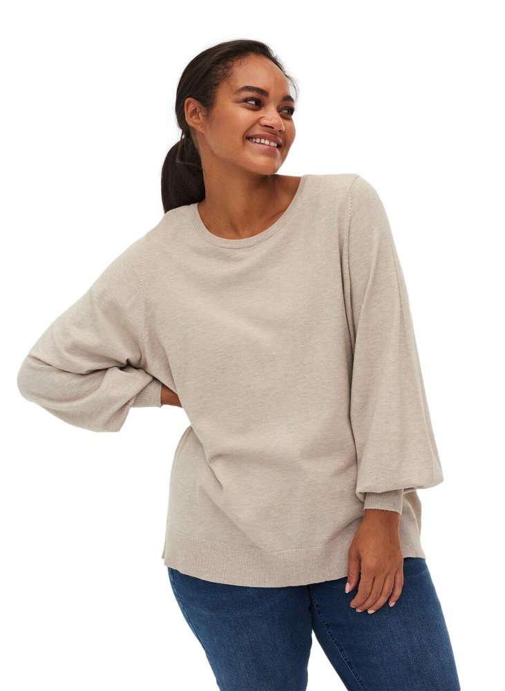 ZIZZI BEŻOWY SWETER BUFKI 960A ZIZZI BEŻOWY SWETER BUFKI 960A