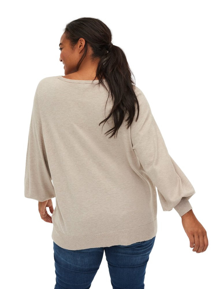 ZIZZI BEŻOWY SWETER BUFKI 960A ZIZZI BEŻOWY SWETER BUFKI 960A