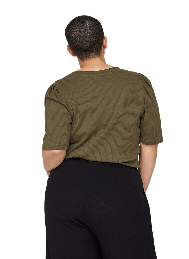 ZIZZI PRĄŻKOWANA BLUZKA KHAKI 049B ZIZZI PRĄŻKOWANA BLUZKA KHAKI 049B