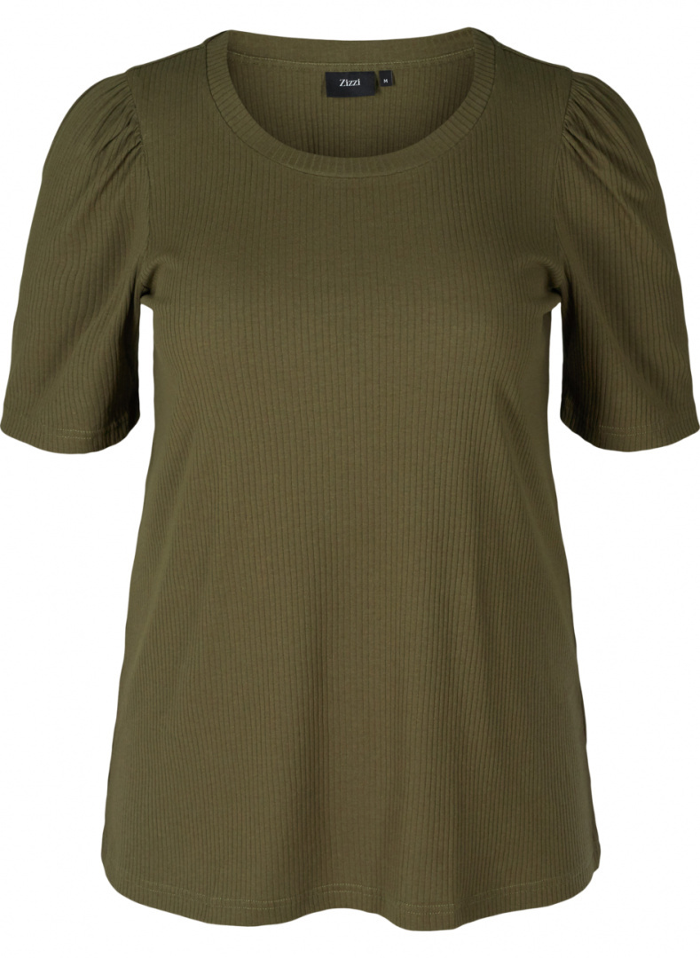 ZIZZI PRĄŻKOWANA BLUZKA KHAKI 049B ZIZZI PRĄŻKOWANA BLUZKA KHAKI 049B