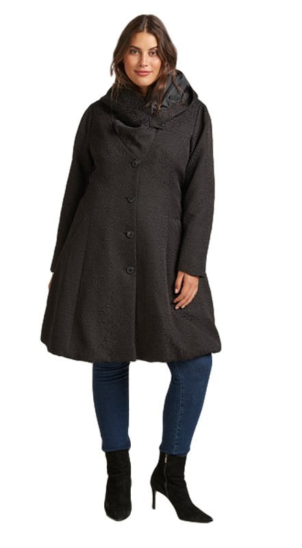 ZIZZI ELEGANCKI PŁASZCZ TŁOCZENIA CZARNY 403A ZIZZI ELEGANCKI PŁASZCZ TŁOCZENIA CZARNY 403A