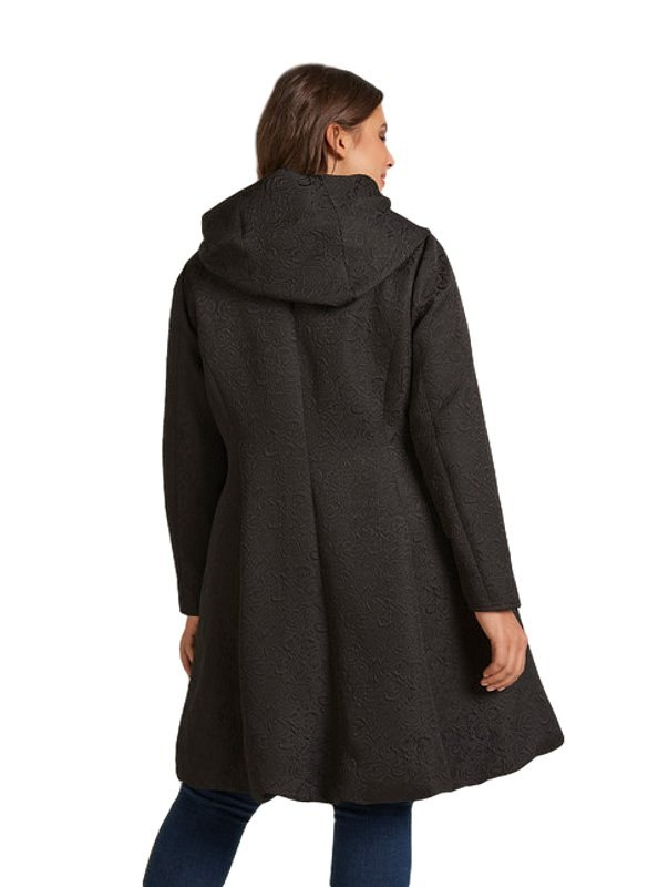 ZIZZI ELEGANCKI PŁASZCZ TŁOCZENIA CZARNY 403A ZIZZI ELEGANCKI PŁASZCZ TŁOCZENIA CZARNY 403A