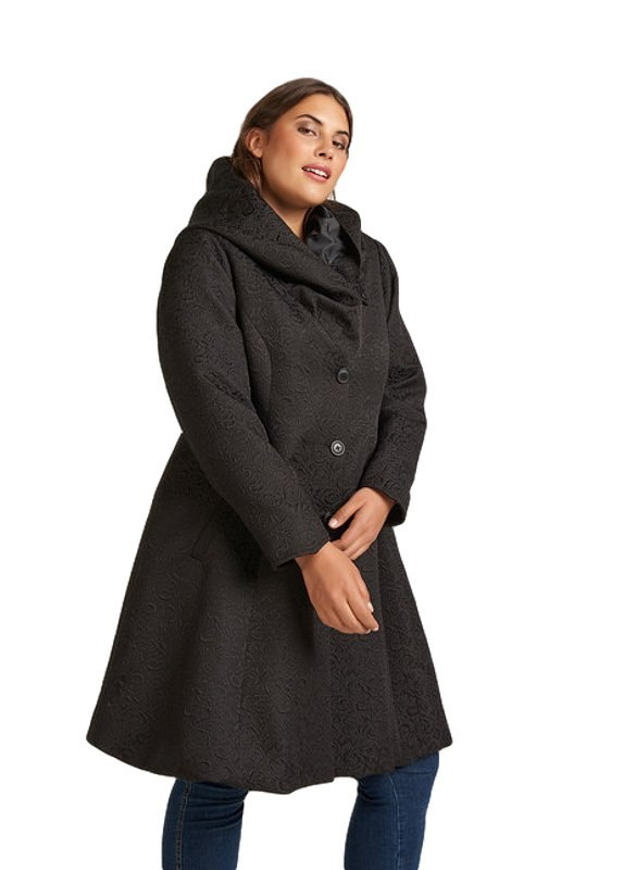 ZIZZI ELEGANCKI PŁASZCZ TŁOCZENIA CZARNY 403A ZIZZI ELEGANCKI PŁASZCZ TŁOCZENIA CZARNY 403A