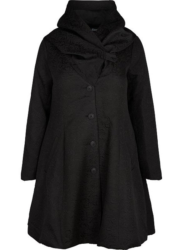 ZIZZI ELEGANCKI PŁASZCZ TŁOCZENIA CZARNY 403A ZIZZI ELEGANCKI PŁASZCZ TŁOCZENIA CZARNY 403A
