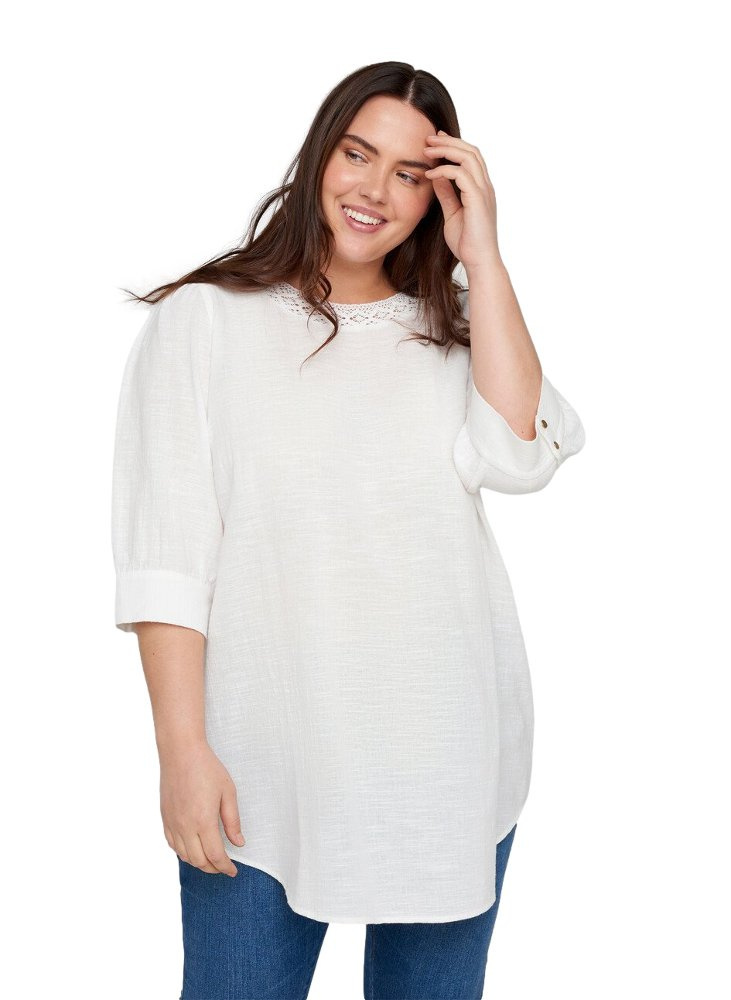 ZIZZI ELEGANCKA TUNIKA KORONKA BIAŁA 544A ZIZZI ELEGANCKA TUNIKA KORONKA BIAŁA 544A