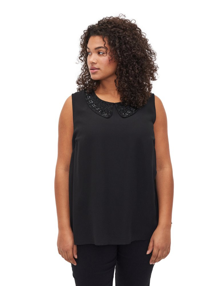 ZIZZI ELEGANCKI KOBIECY CZARNY TOP 089A ZIZZI ELEGANCKI KOBIECY CZARNY TOP 089A