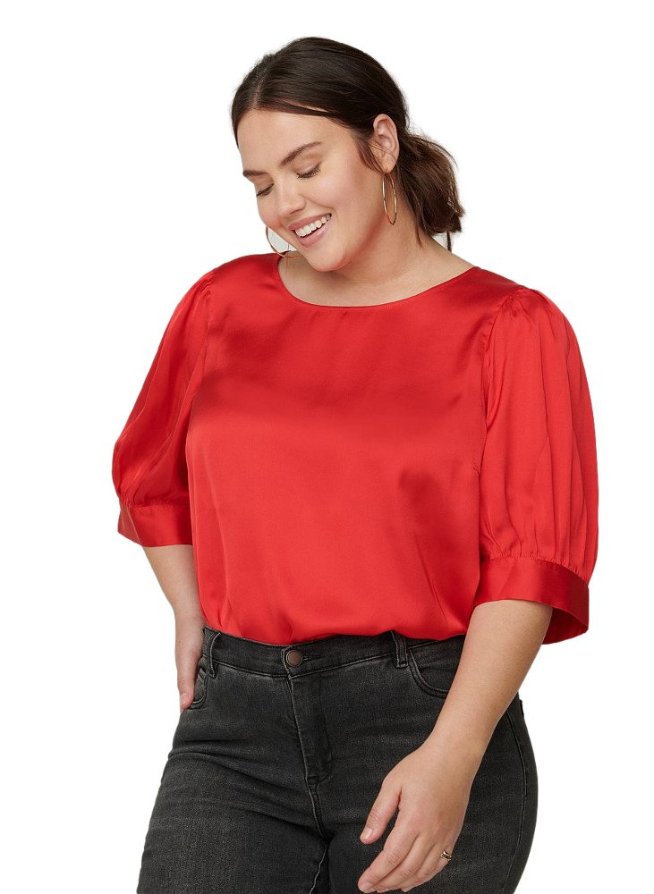 ZIZZI ELEGANCKA BLUZKA BUFFKI CZERWONA 256A ZIZZI ELEGANCKA BLUZKA BUFFKI CZERWONA 256A