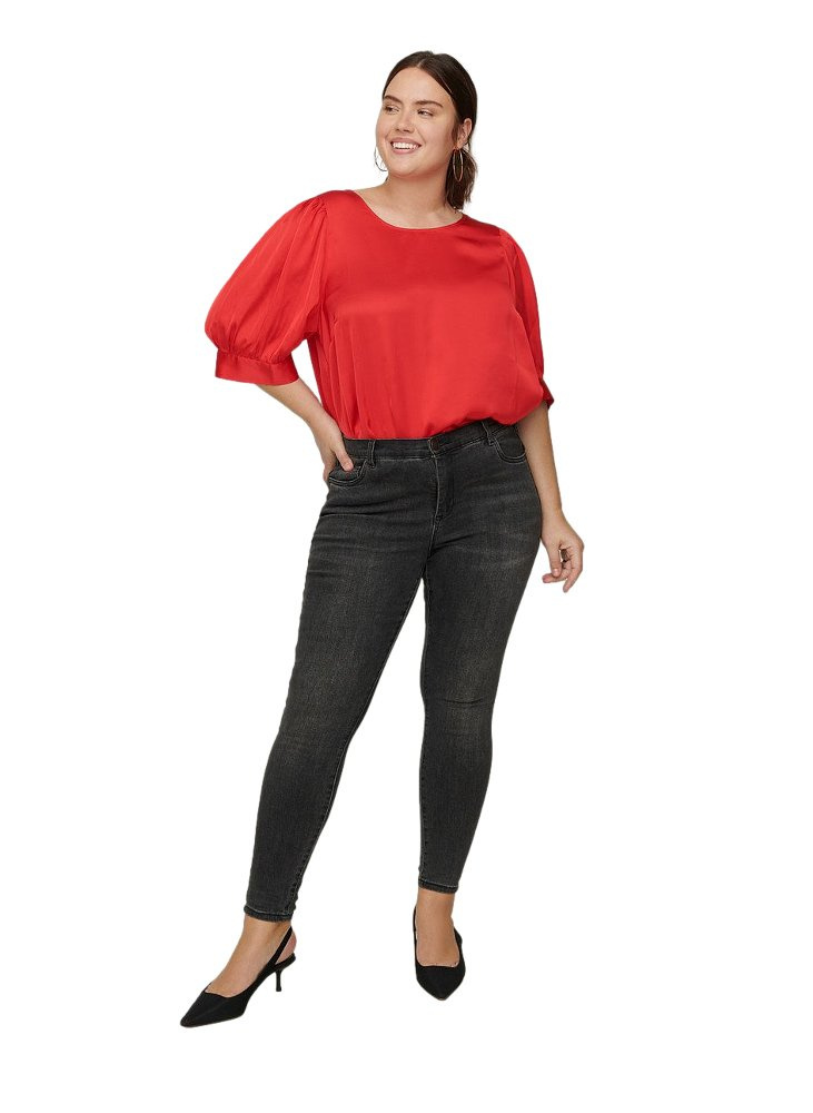 ZIZZI ELEGANCKA BLUZKA BUFFKI CZERWONA 256A ZIZZI ELEGANCKA BLUZKA BUFFKI CZERWONA 256A