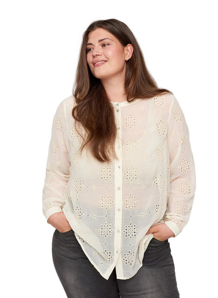 ZIZZI ELEGANCKA KOSZULA KREMOWA AŻUR 532A ZIZZI ELEGANCKA KOSZULA KREMOWA AŻUR 532A