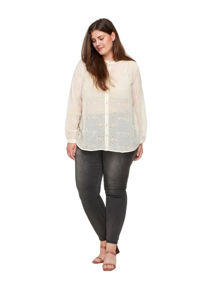 ZIZZI ELEGANCKA KOSZULA KREMOWA AŻUR 532A ZIZZI ELEGANCKA KOSZULA KREMOWA AŻUR 532A
