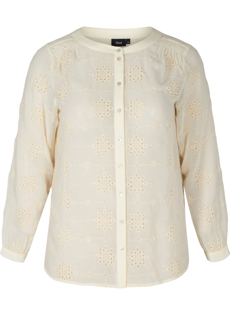 ZIZZI ELEGANCKA KOSZULA KREMOWA AŻUR 532A ZIZZI ELEGANCKA KOSZULA KREMOWA AŻUR 532A