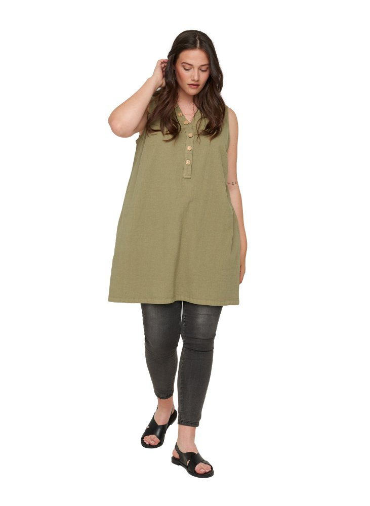 ZIZZI KOBIECA KHAKI TUNIKA GUZIKI 000I ZIZZI KOBIECA KHAKI TUNIKA GUZIKI 000I
