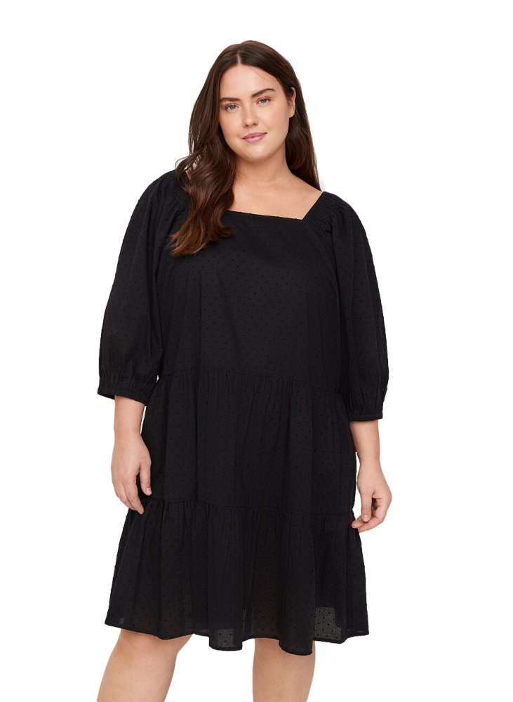 ZIZZI MODNA CZARNA SUKIENKA KROPKI 379A ZIZZI MODNA CZARNA SUKIENKA KROPKI 379A