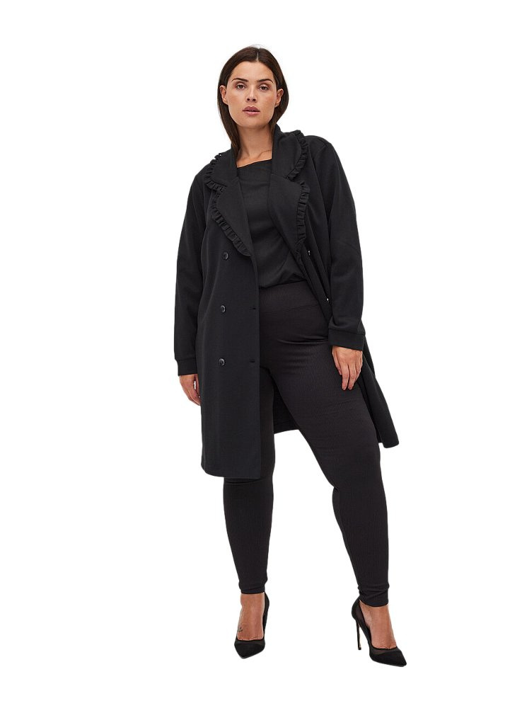 ZIZZI MODNY CZARNY PŁASZCZ KOŁNIERZ 925A ZIZZI MODNY CZARNY PŁASZCZ KOŁNIERZ 925A