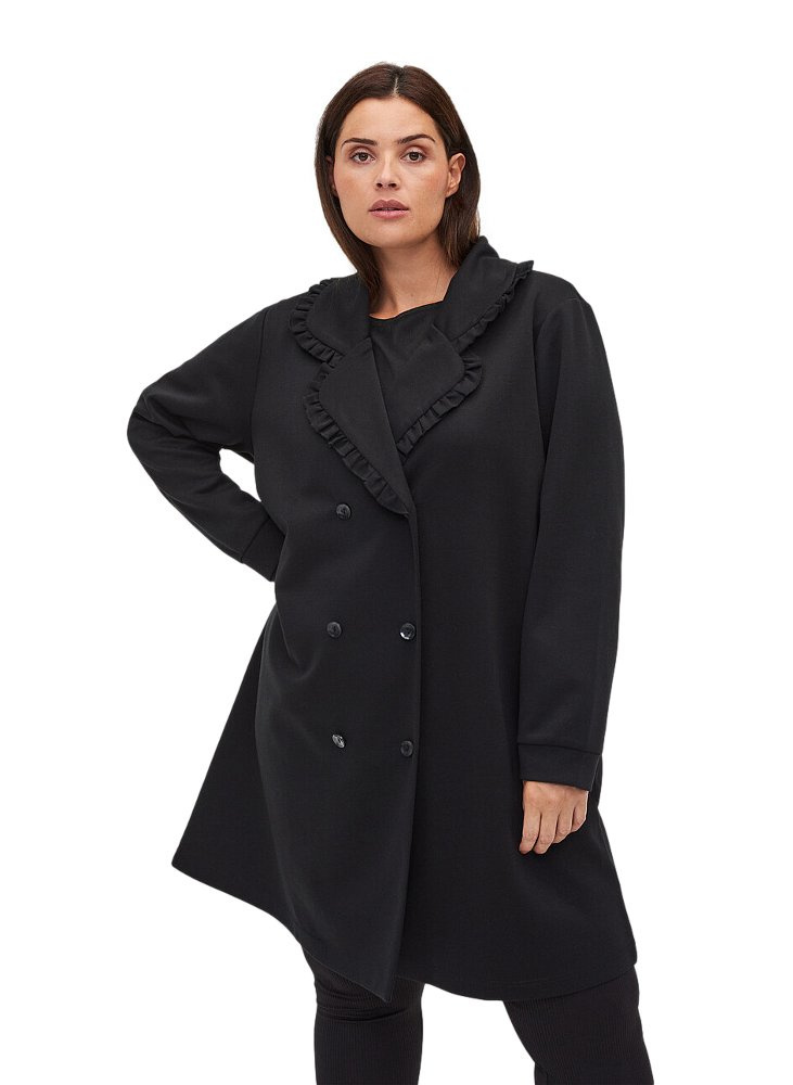 ZIZZI MODNY CZARNY PŁASZCZ KOŁNIERZ 925A ZIZZI MODNY CZARNY PŁASZCZ KOŁNIERZ 925A