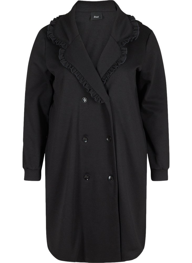ZIZZI MODNY CZARNY PŁASZCZ KOŁNIERZ 925A ZIZZI MODNY CZARNY PŁASZCZ KOŁNIERZ 925A