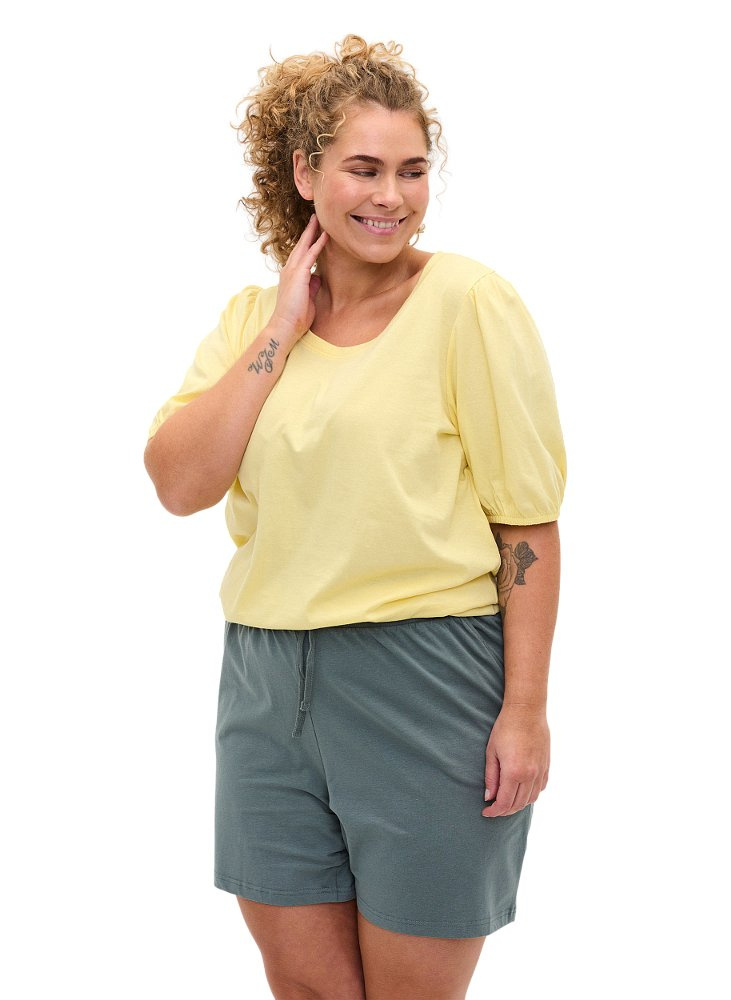 ZIZZI DZIANINOWA ŻÓŁTA BLUZKA BUFKI 053B ZIZZI DZIANINOWA ŻÓŁTA BLUZKA BUFKI 053B