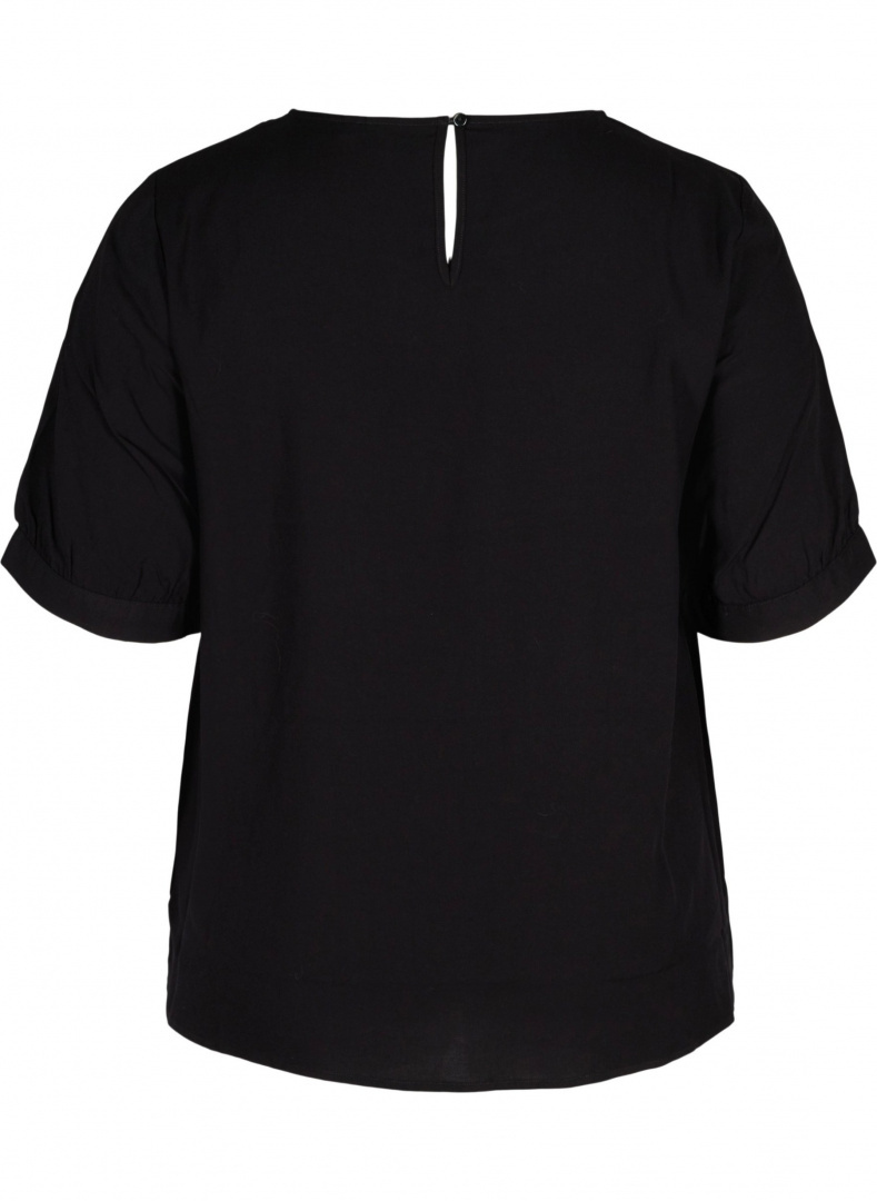 ZIZZI ELEGANCKA BLUZKA KOŁNIERZYK CZARNA 382A ZIZZI ELEGANCKA BLUZKA KOŁNIERZYK CZARNA 382A