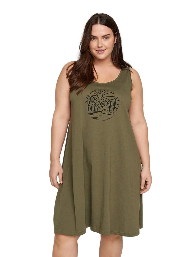 ZIZZI LETNIA SUKIENKA KHAKI NADRUK 098E ZIZZI LETNIA SUKIENKA KHAKI NADRUK 098E