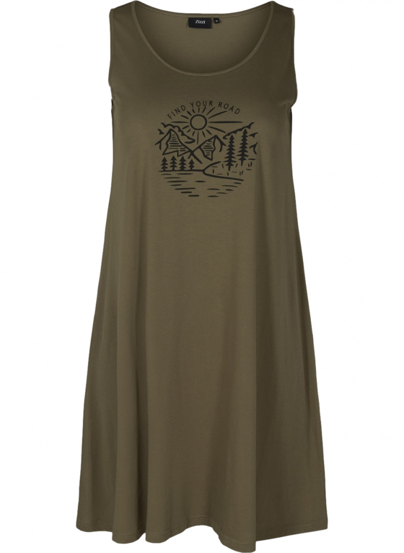 ZIZZI LETNIA SUKIENKA KHAKI NADRUK 098E ZIZZI LETNIA SUKIENKA KHAKI NADRUK 098E