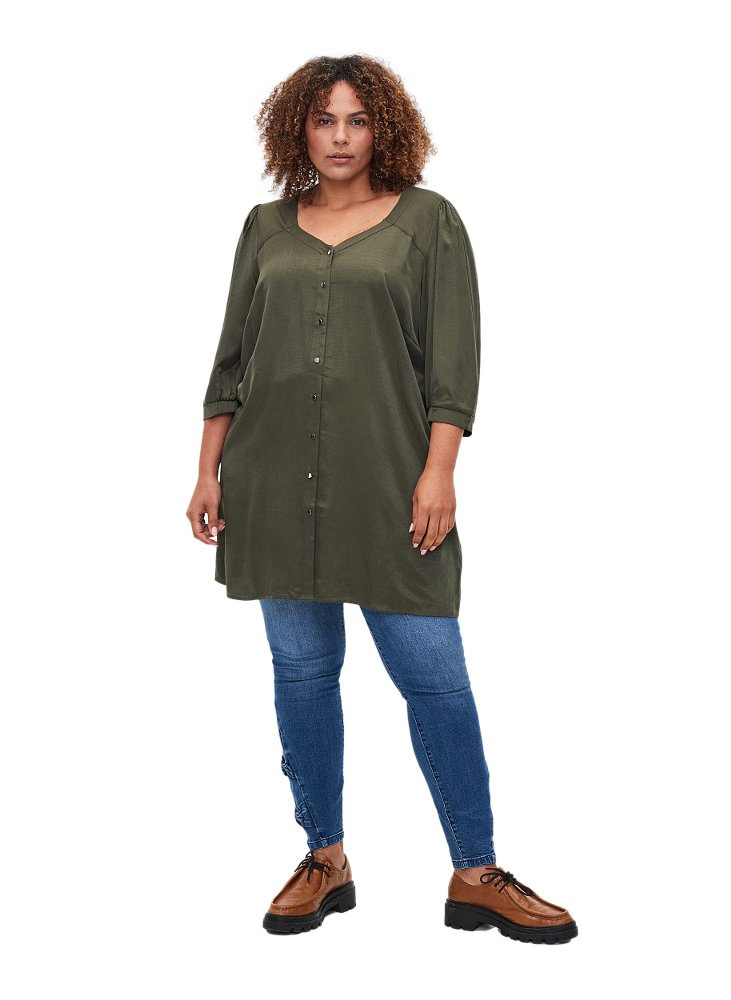 ZIZZI WYGODNA SATYNOWA ZIELONA TUNIKA 935B ZIZZI WYGODNA SATYNOWA ZIELONA TUNIKA 935B