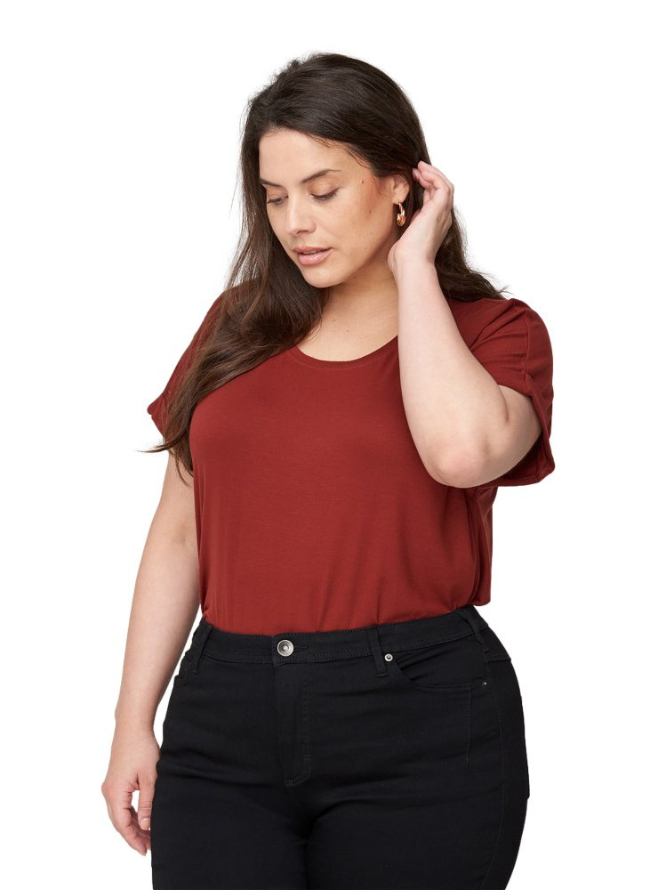 ZIZZI KLASYCZNY T-SHIRT BURGUND 427A ZIZZI KLASYCZNY T-SHIRT BURGUND 427A