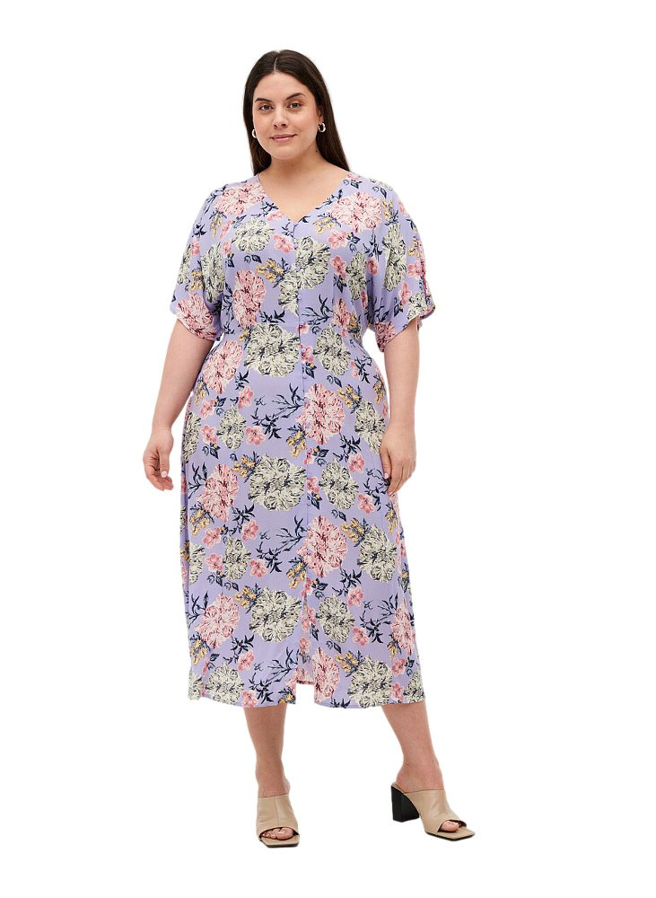 ZIZZI LETNIA LILIOWA SUKIENKA W KWIATY 036O ZIZZI LETNIA LILIOWA SUKIENKA W KWIATY 036O