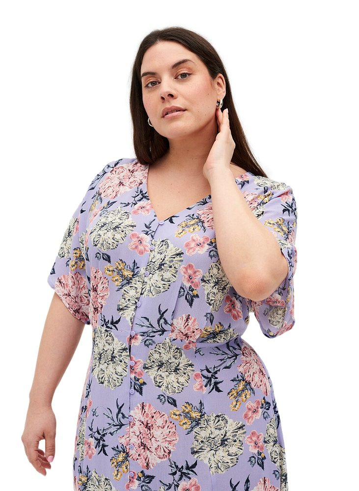ZIZZI LETNIA LILIOWA SUKIENKA W KWIATY 036O ZIZZI LETNIA LILIOWA SUKIENKA W KWIATY 036O